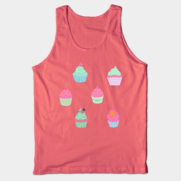 Pastel cupcake pattern Tank Top by LukjanovArt